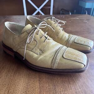 David Eden Yellow Genuine Crocodile/Lizard Shoes Sz 9 Dress